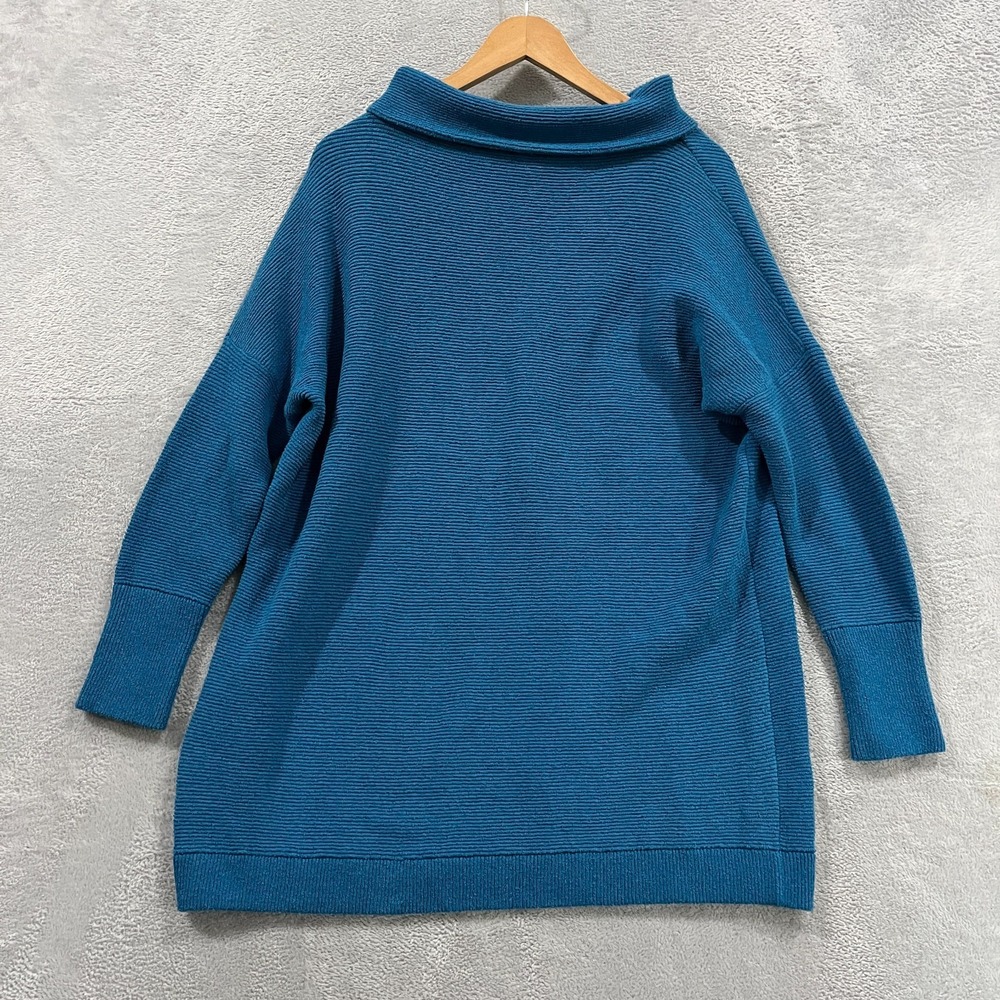 Free People Ottoman Slouchy Tunic Sweater Womens Medium Blue Cotton Tight Knit